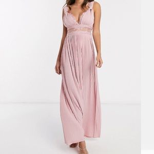 Asos Pink Twist Strap Lace Cutout Maxi Dress